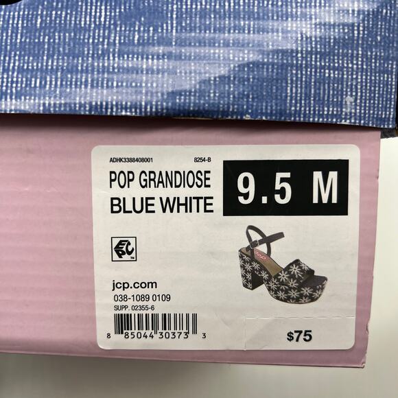 Pop Womens Grandiose Heeled Sandals Blue White Size 9.5M - Picture 10 of 12